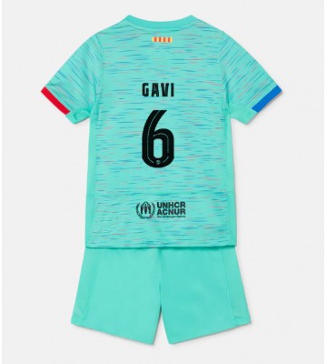Barcelona Paez Gavi #6 Koszulka Trzecich Dziecięca 2023-24 Krótki Rękaw (+ Krótkie spodenki)
